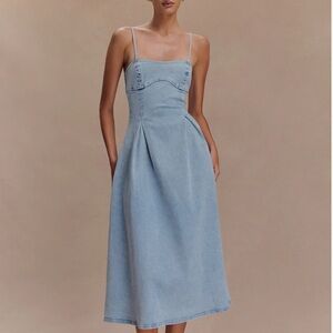 Meshki Light Blue Denim Maxi Dress